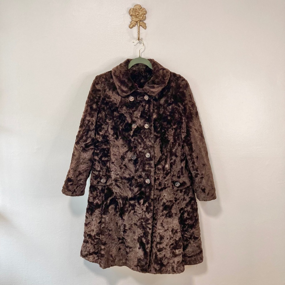 Vintage 1960s Furráge Faux Fur Swing Coat W. Germany Fabric ILGWU M Mob Wife Mod